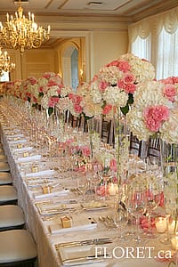 Luxurious tablescape in the Dining Room at Graydon Hall Manor Floral Tablescape in the Great Hall at Graydon Hall Manor