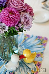 Vintage Centerpiece In Purple Tones Vintage Centerpiece In Purple Tones | Floret.ca