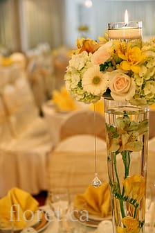 Wedding At Shangri-la Markham | Floret.ca Lemon Yellow Wedding Centerpieces At Shangri-la Markham | Floret.ca