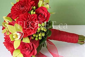 red_dahlia_bouquet Deep Red Bridal Bouquet | Floret.ca