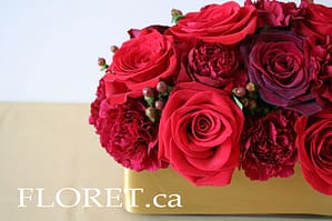 Wedding Arrangement of Red Carnations and Roses | Floret.ca