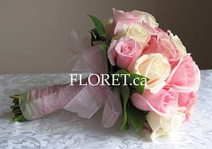 pink_rose_bridal_bouquet Hand-tied bouquet of soft pink and ivory roses