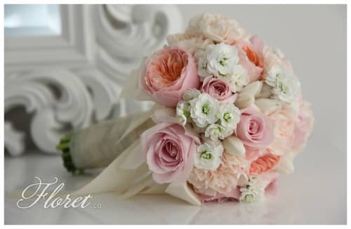 Pink and Apricot Bridal Bouquet