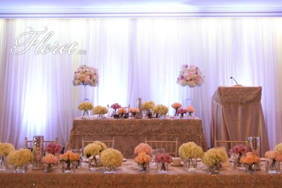 Wedding Head Table At Presidente Banquet Hall | Floret.ca